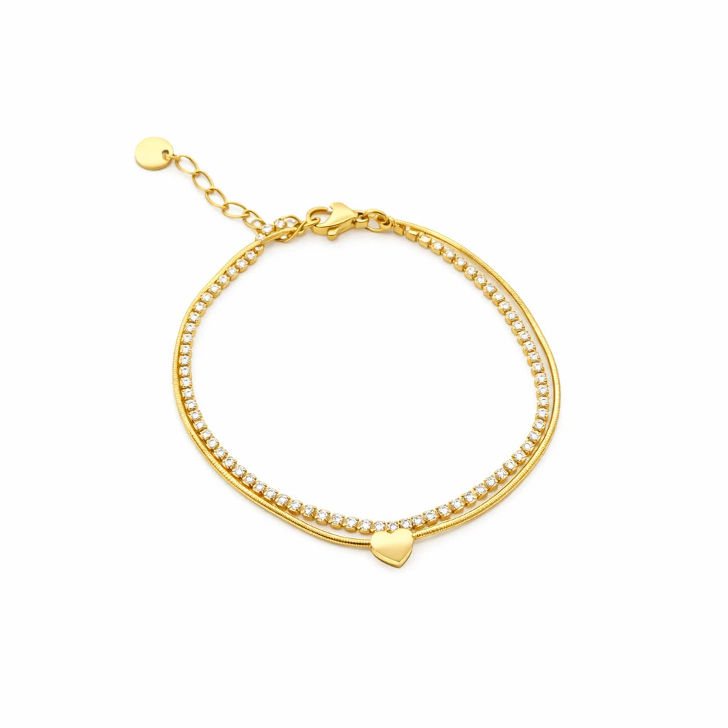 Heartline Duo Bracelet – 18K Gold Plated