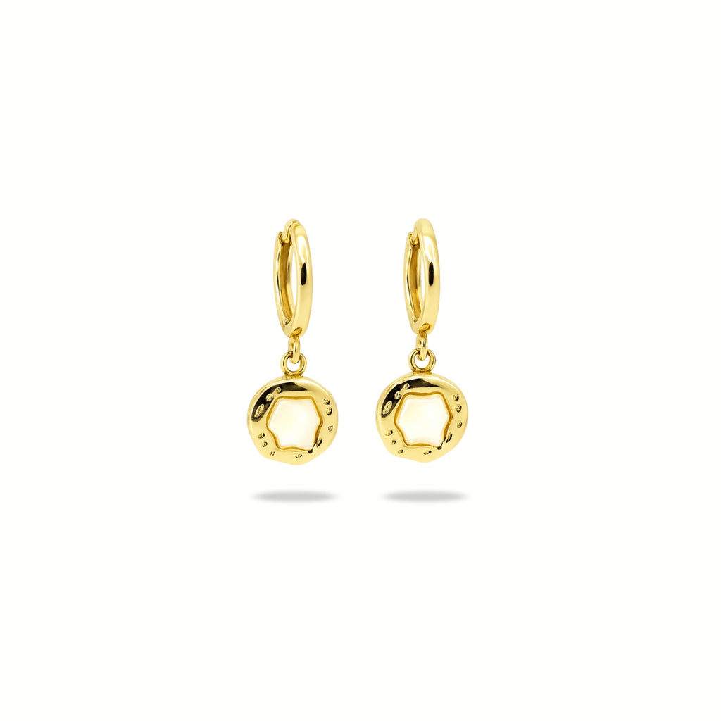 Sora – 18K Gold Plated Textured Drop Huggies