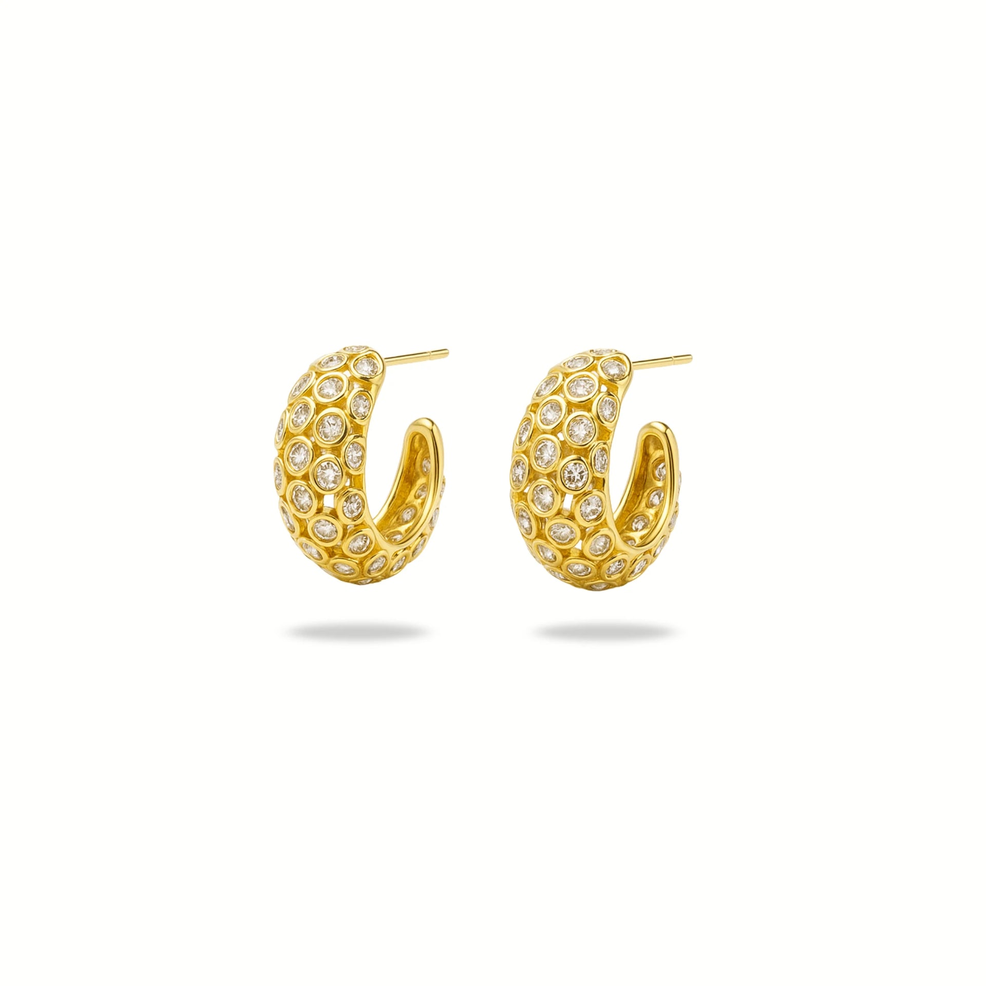 Rhea – 18K Gold Plated Textured Zirconia Hoops