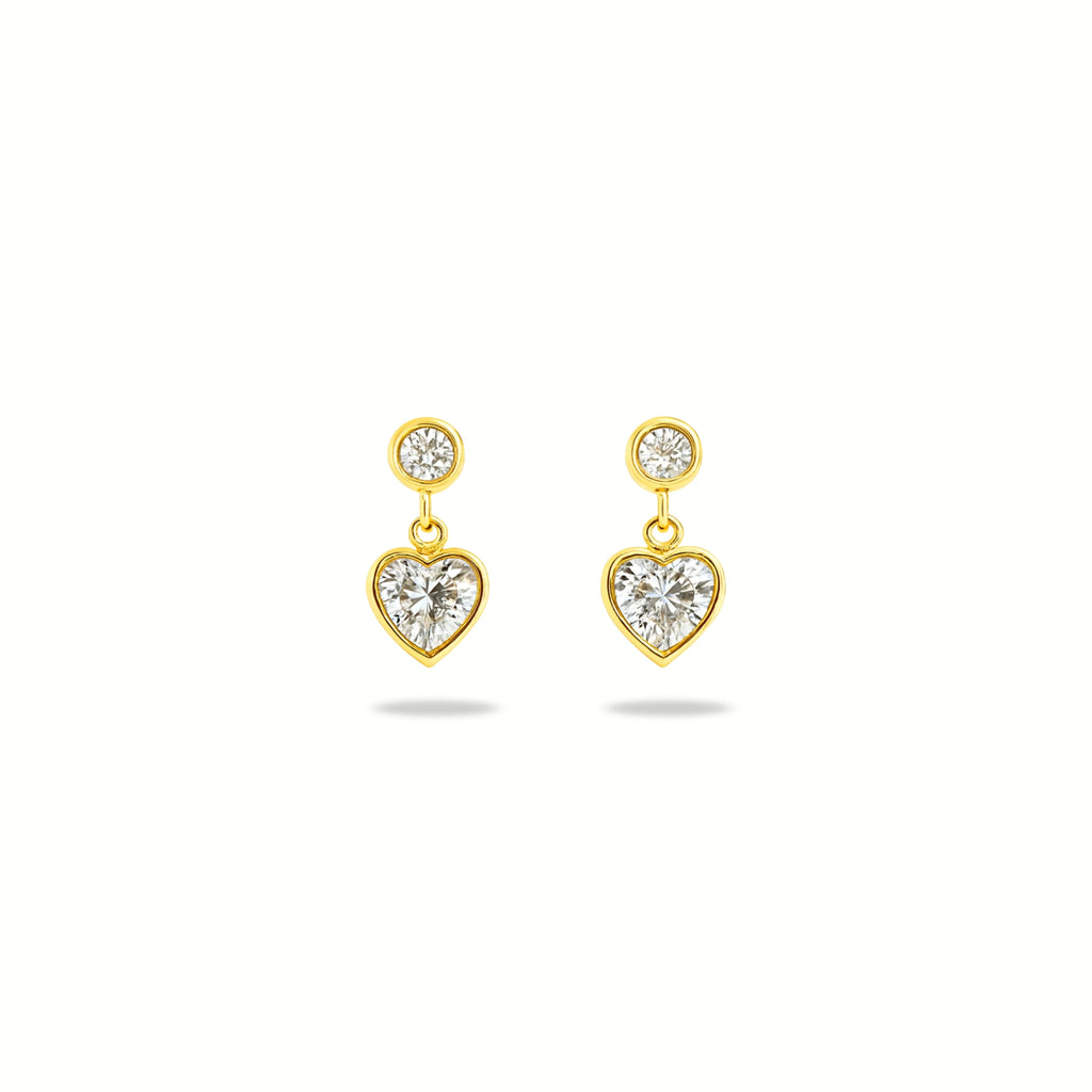 Lyra – 18K Gold Plated Zirconia Heart Drop Stud Earrings