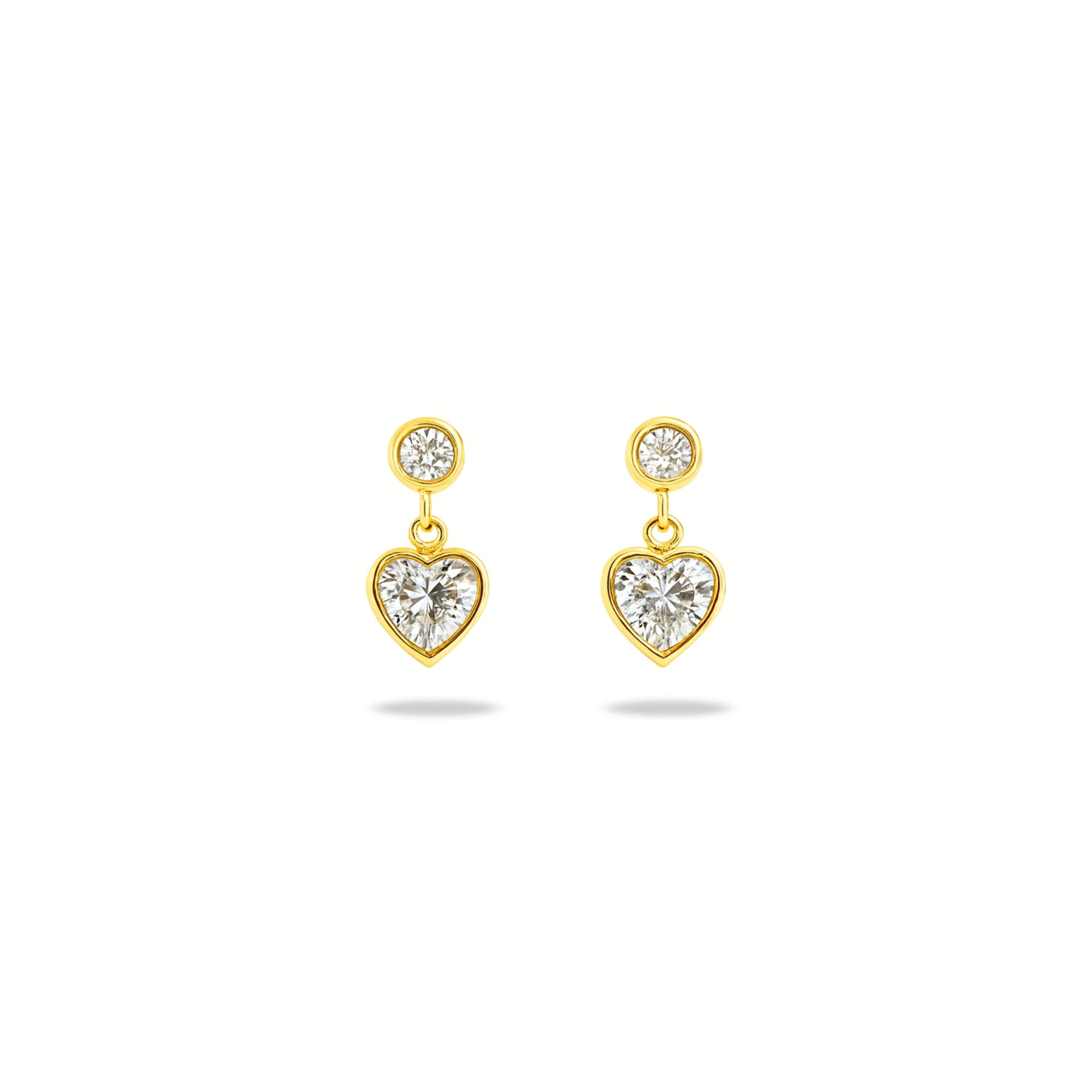 Lyra – 18K Gold Plated Zirconia Heart Drop Stud Earrings