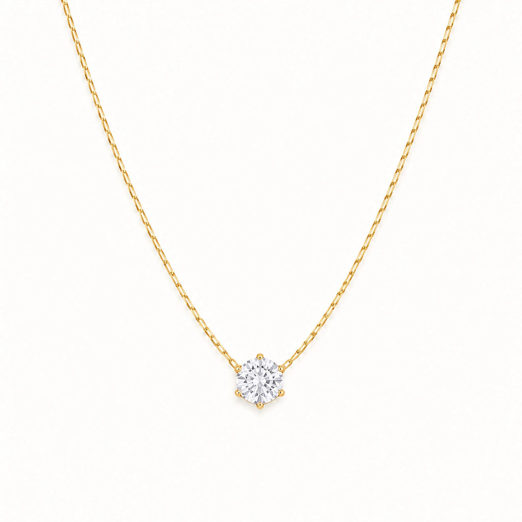 Elara Solitaire Necklace – 18K Gold Plated