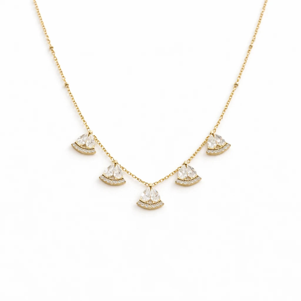 Arwena – 18K Gold Plated Crystal Bloom Necklace