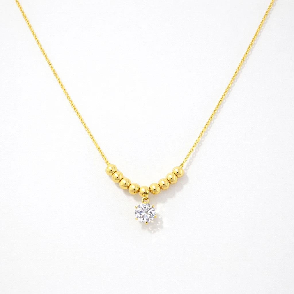 Raina – 18K Gold Plated Solitaire Bead Necklace