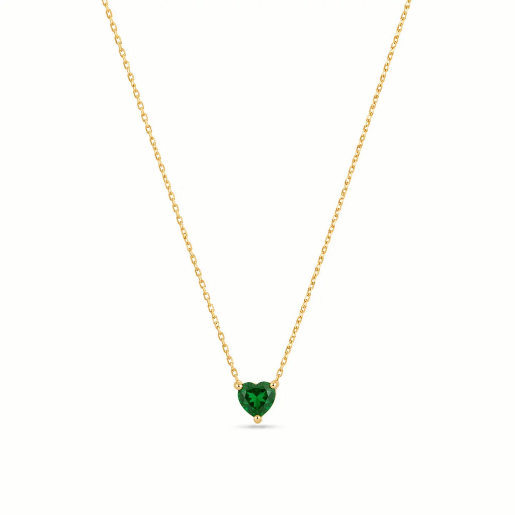 Evara Emerald Heart Necklace – 18K Gold Plated