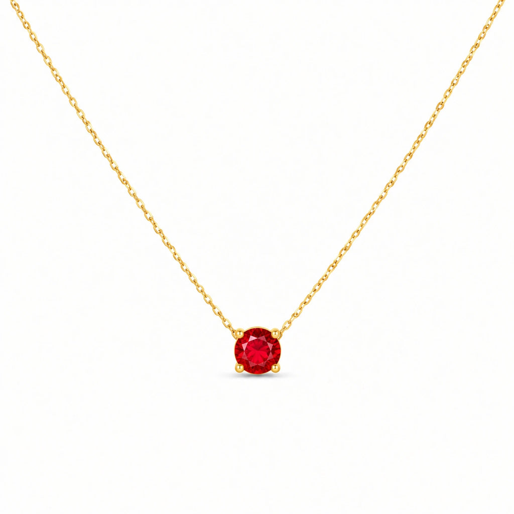 Roselle Ruby Red Necklace – 18K Gold Plated