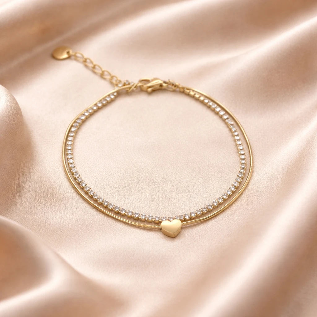 Heartline Duo Bracelet – 18K Gold Plated