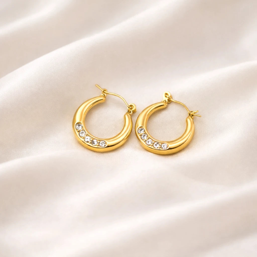 Elara – 18K Gold Plated Zirconia Hoops