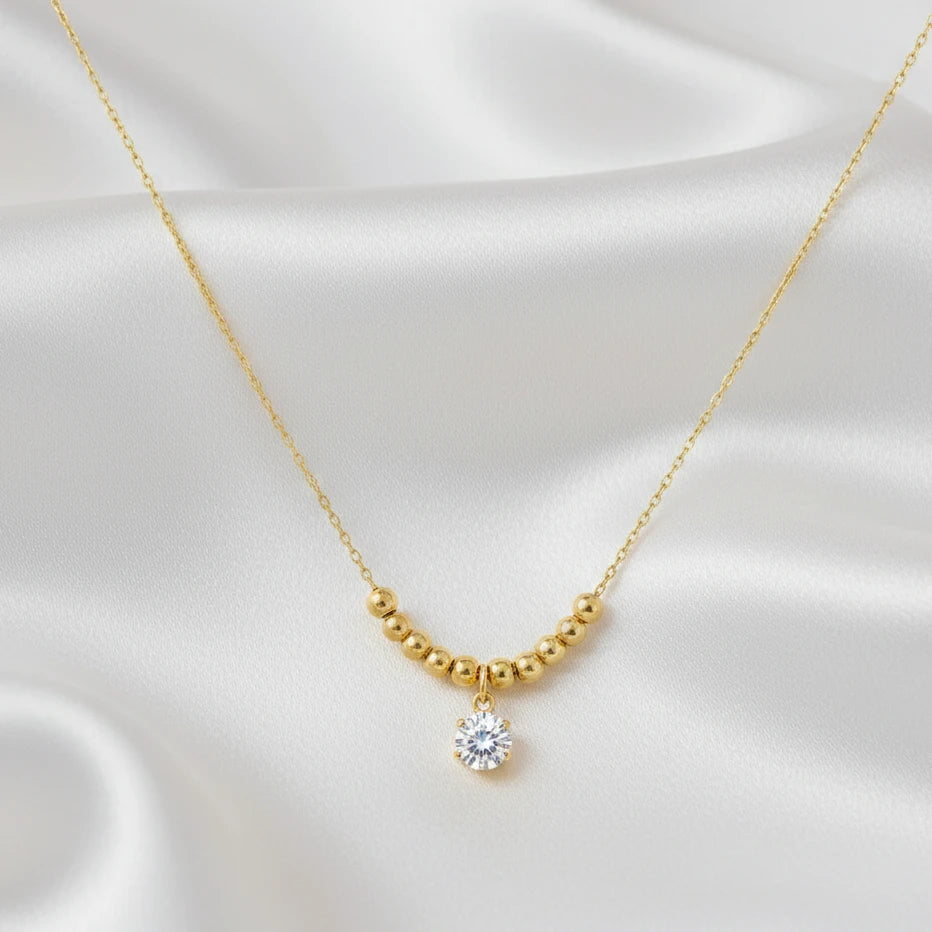 Raina – 18K Gold Plated Solitaire Bead Necklace