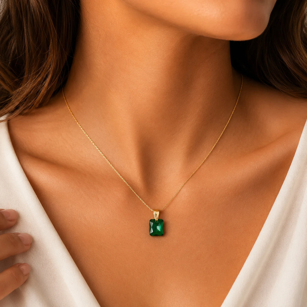Serelle Emerald Necklace – 18K Gold Plated