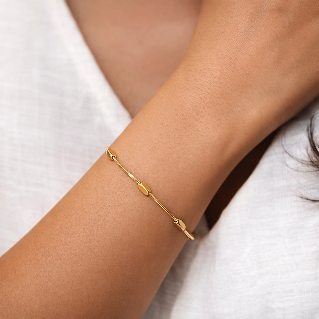 Nysa Minimal Gold Bead Bracelet – 18K Gold Plated