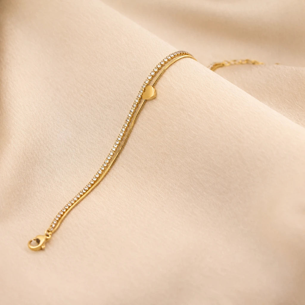 Heartline Duo Bracelet – 18K Gold Plated