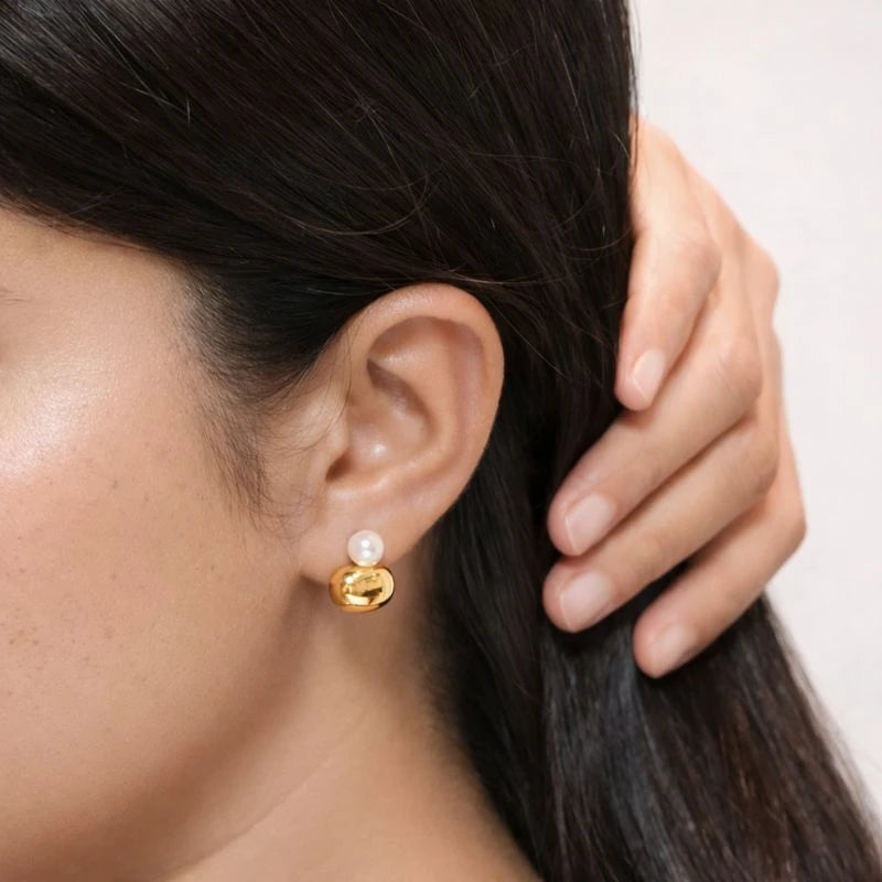 Aura – 18K Gold Plated Pearl Stud Earrings