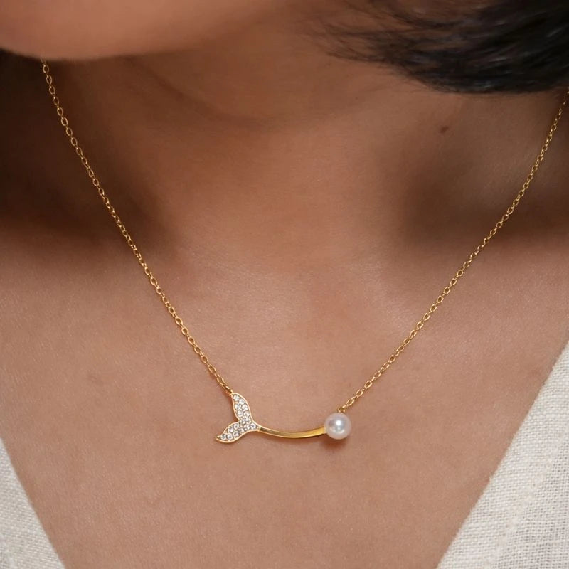 Maruva – 18K Gold Plated Pearl Tail Necklace