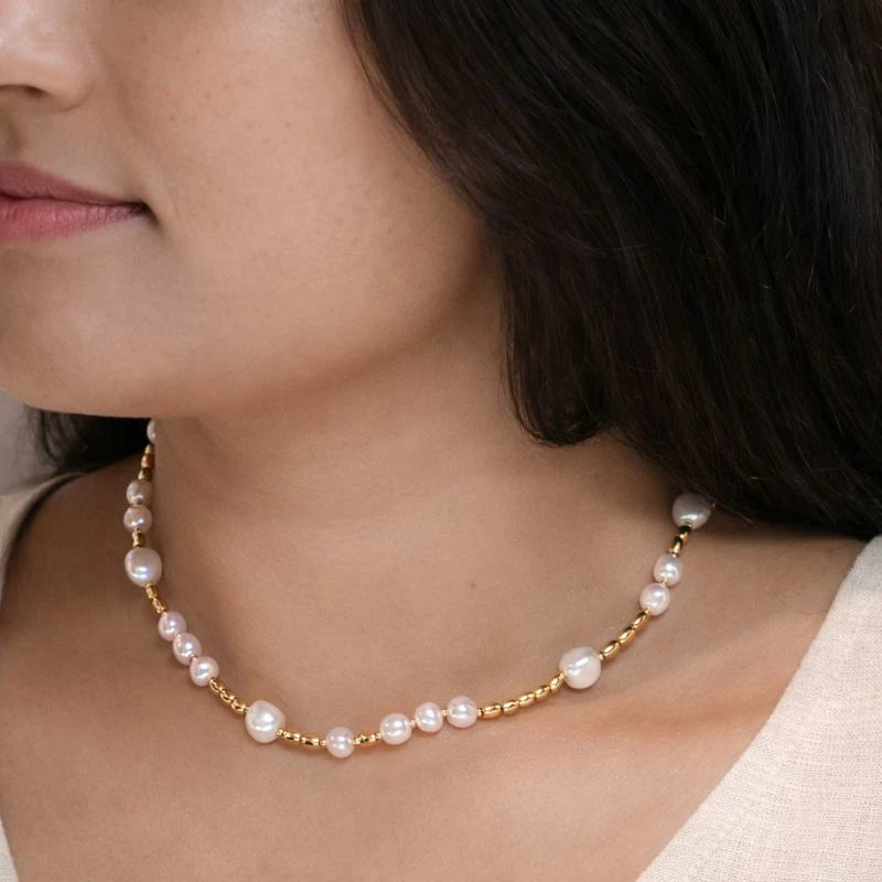 Aira – 18K Gold Plated Pearl Bead Necklace