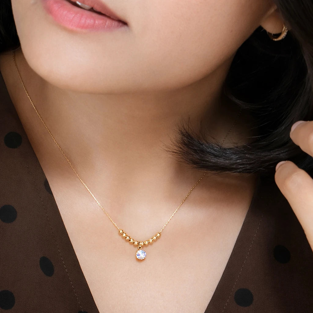 Raina – 18K Gold Plated Solitaire Bead Necklace