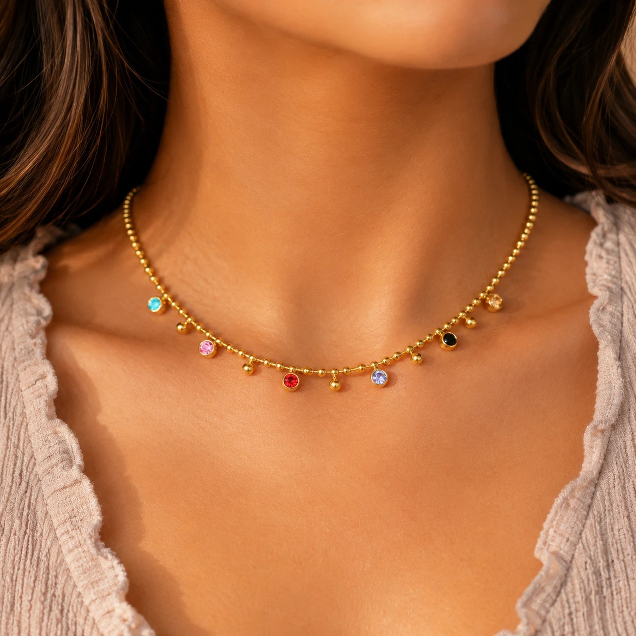 Celestia Charm Necklace – 18K Gold Plated