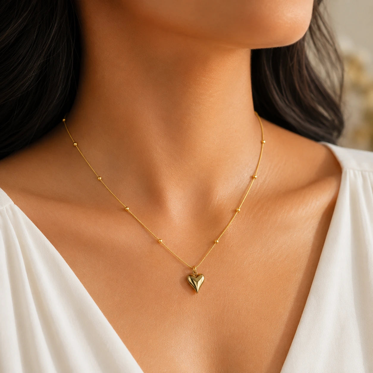 Elara Gold Heart Necklace – 18K Gold Plated
