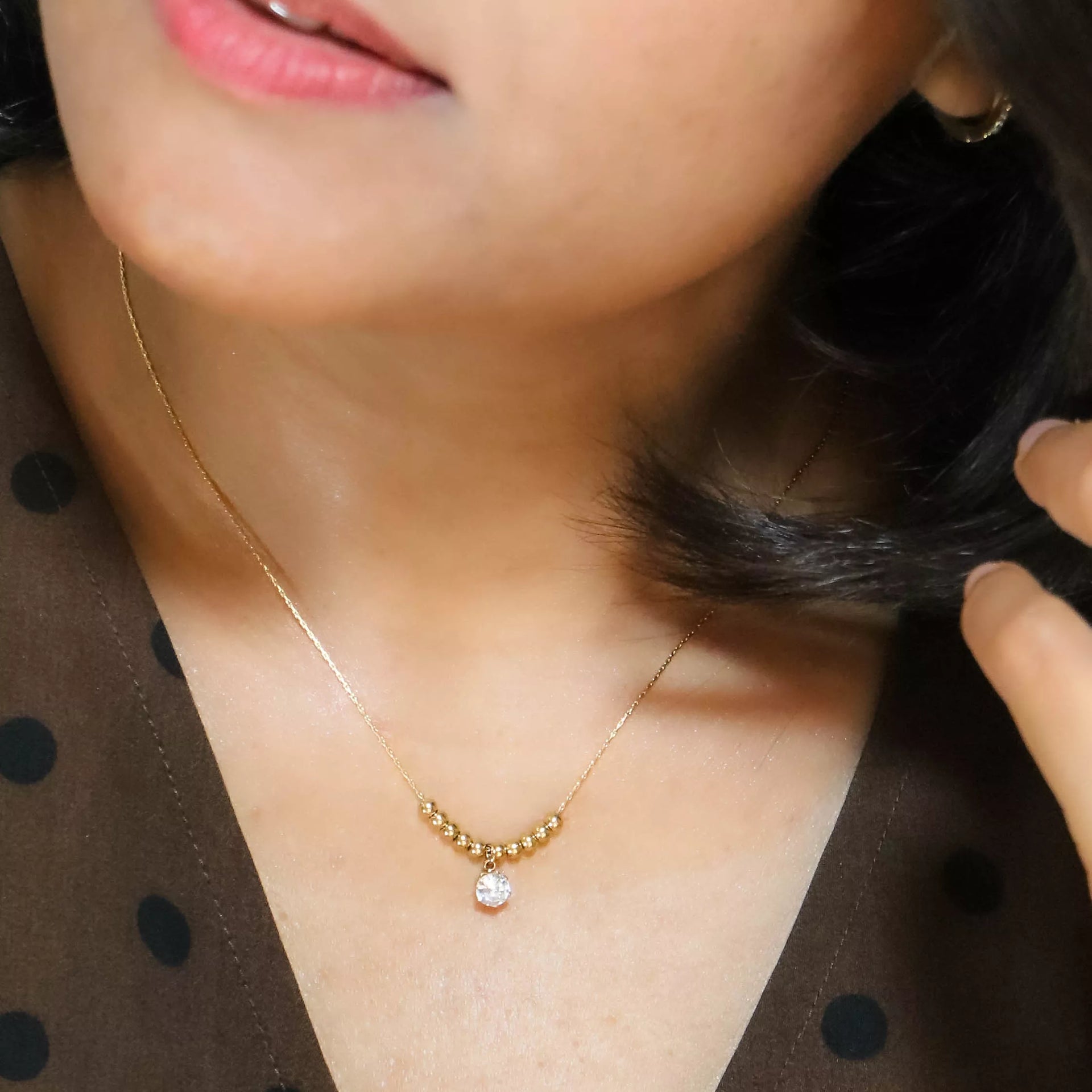 Raina – 18K Gold Plated Solitaire Bead Necklace