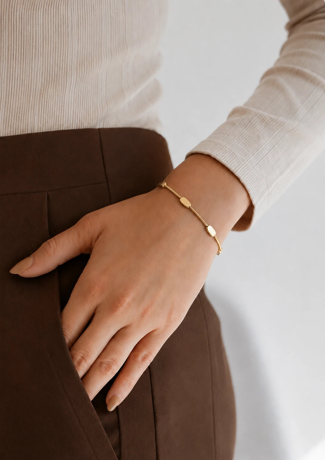 Nysa Minimal Gold Bead Bracelet – 18K Gold Plated