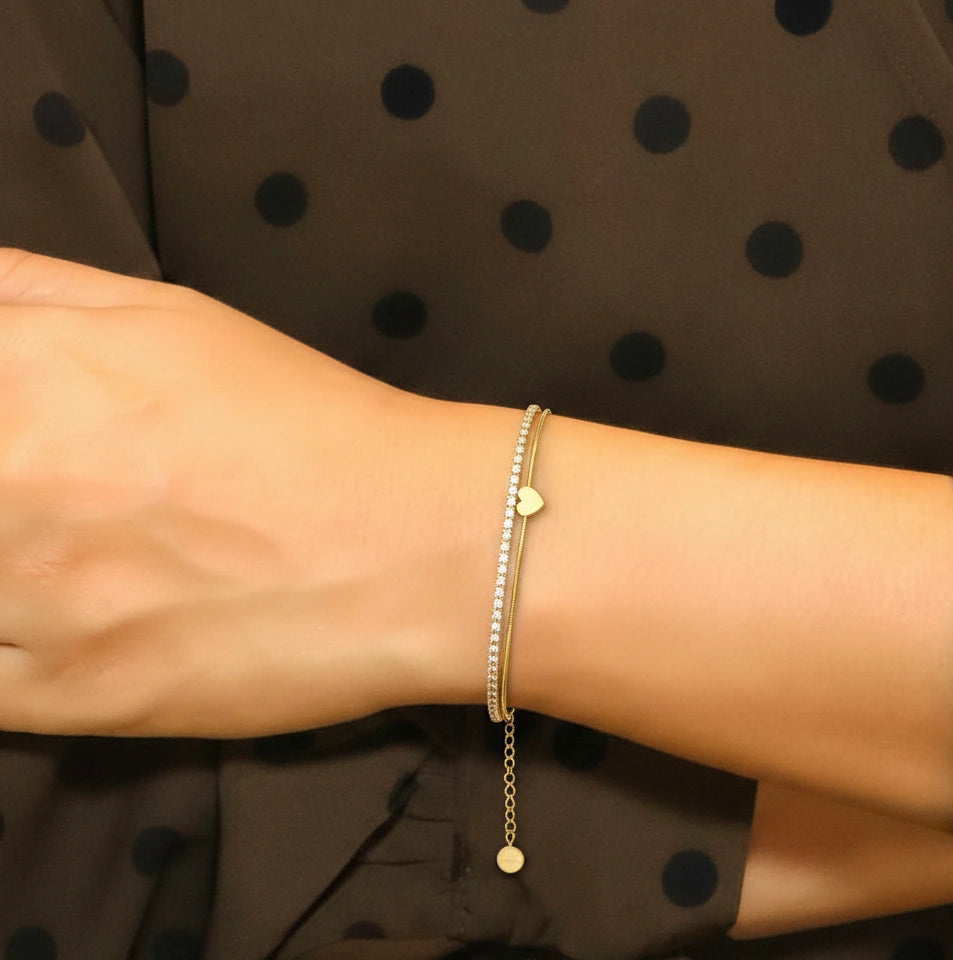 Heartline Duo Bracelet – 18K Gold Plated