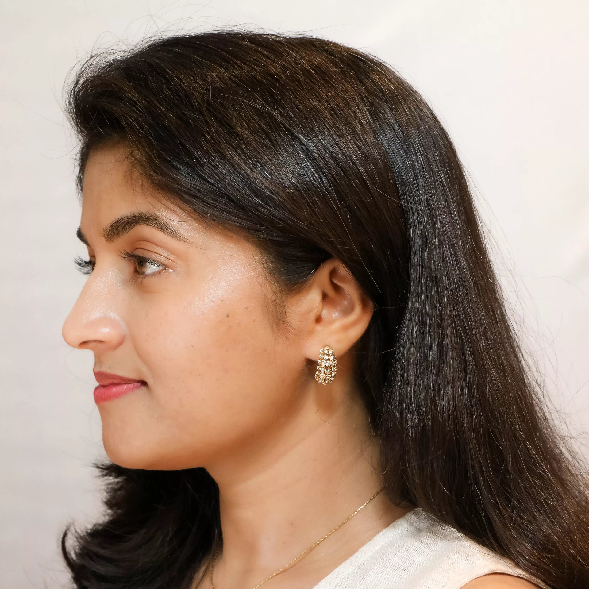 Rhea – 18K Gold Plated Textured Zirconia Hoops