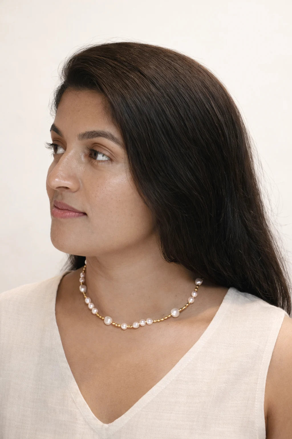 Aira – 18K Gold Plated Pearl Bead Necklace