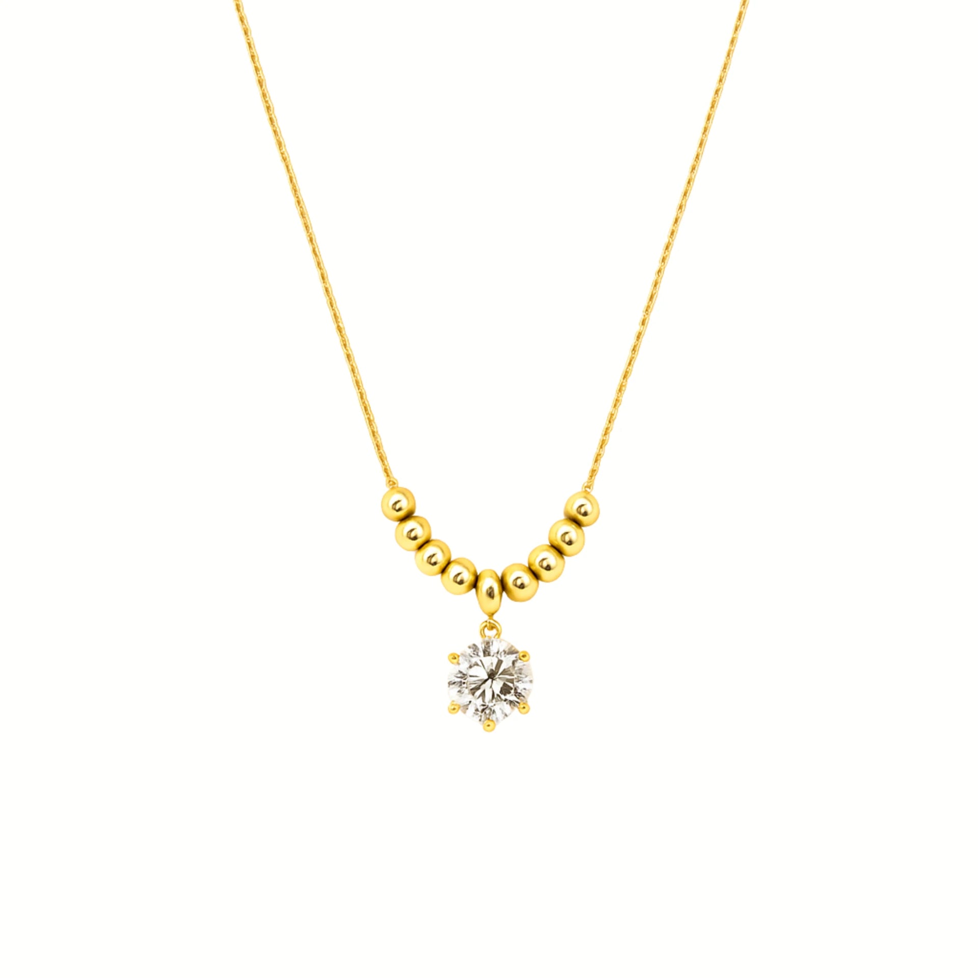 Raina – 18K Gold Plated Solitaire Bead Necklace