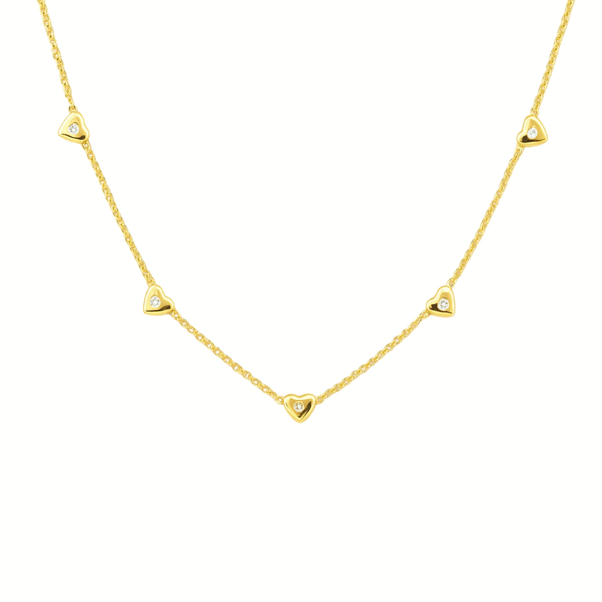Nivra – 18K Gold Plated Heart Station Necklace
