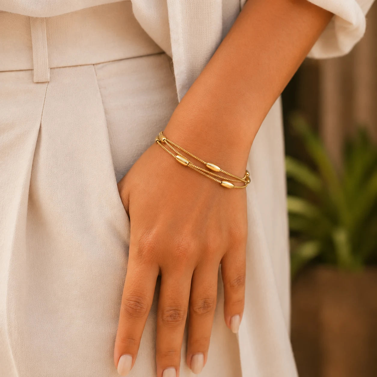 Celeste Layered Station Bracelet – 18K Gold Plated