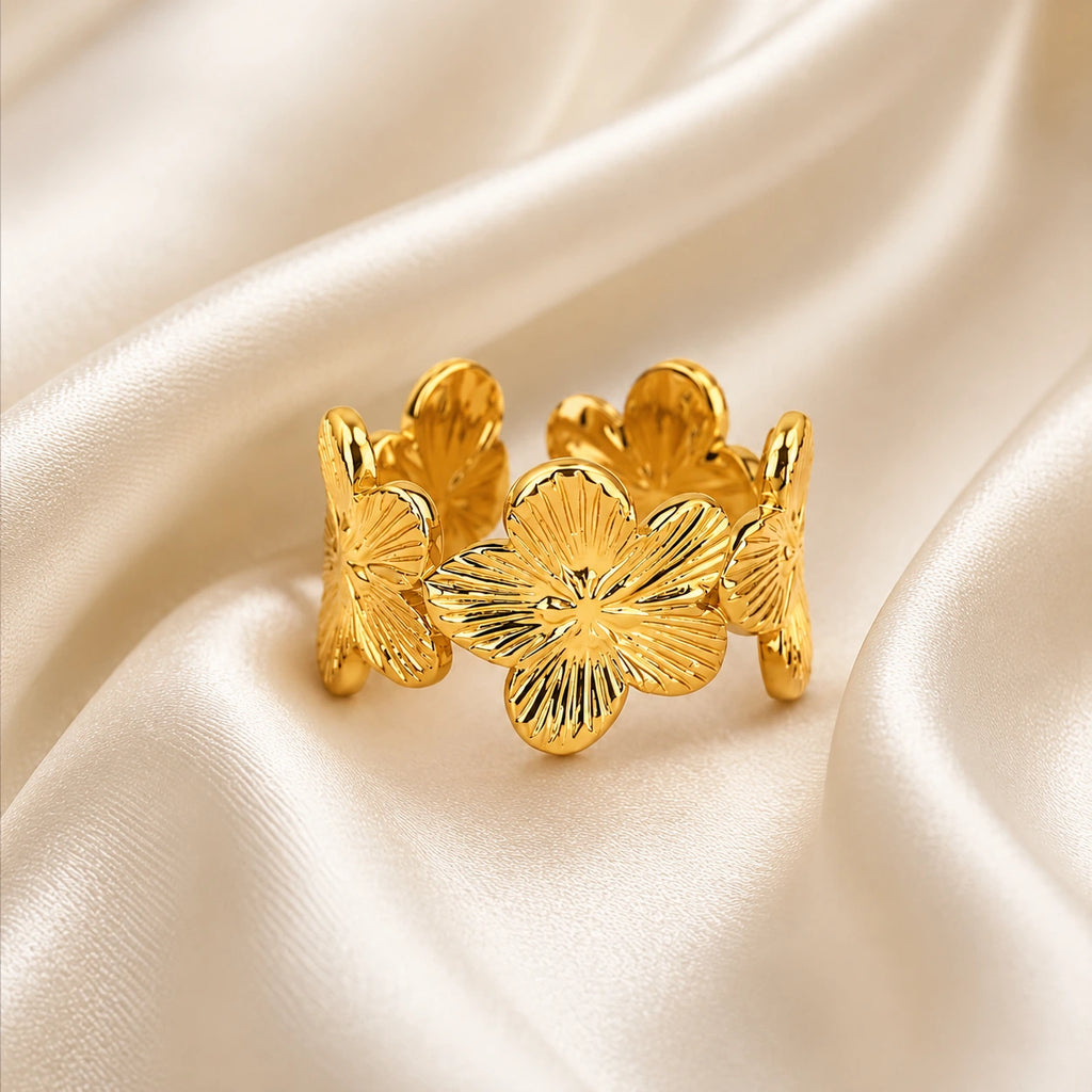 Fiora Bloom Adjustable Ring – 18K Gold Plated