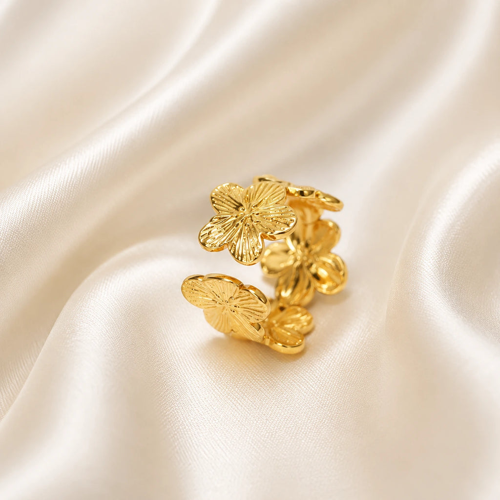 Fiora Bloom Adjustable Ring – 18K Gold Plated
