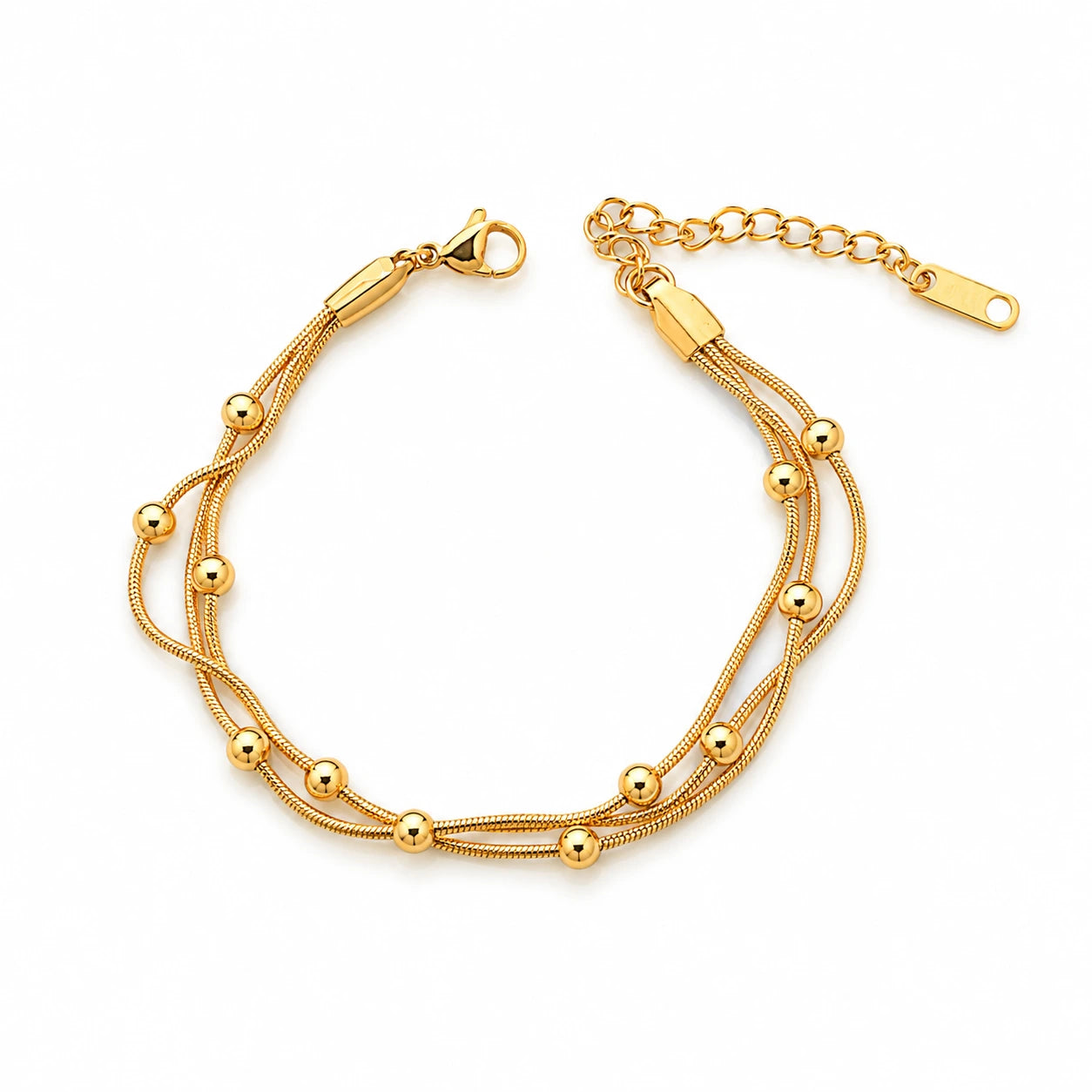 Liora Layered Bead Bracelet – 18K Gold Plated
