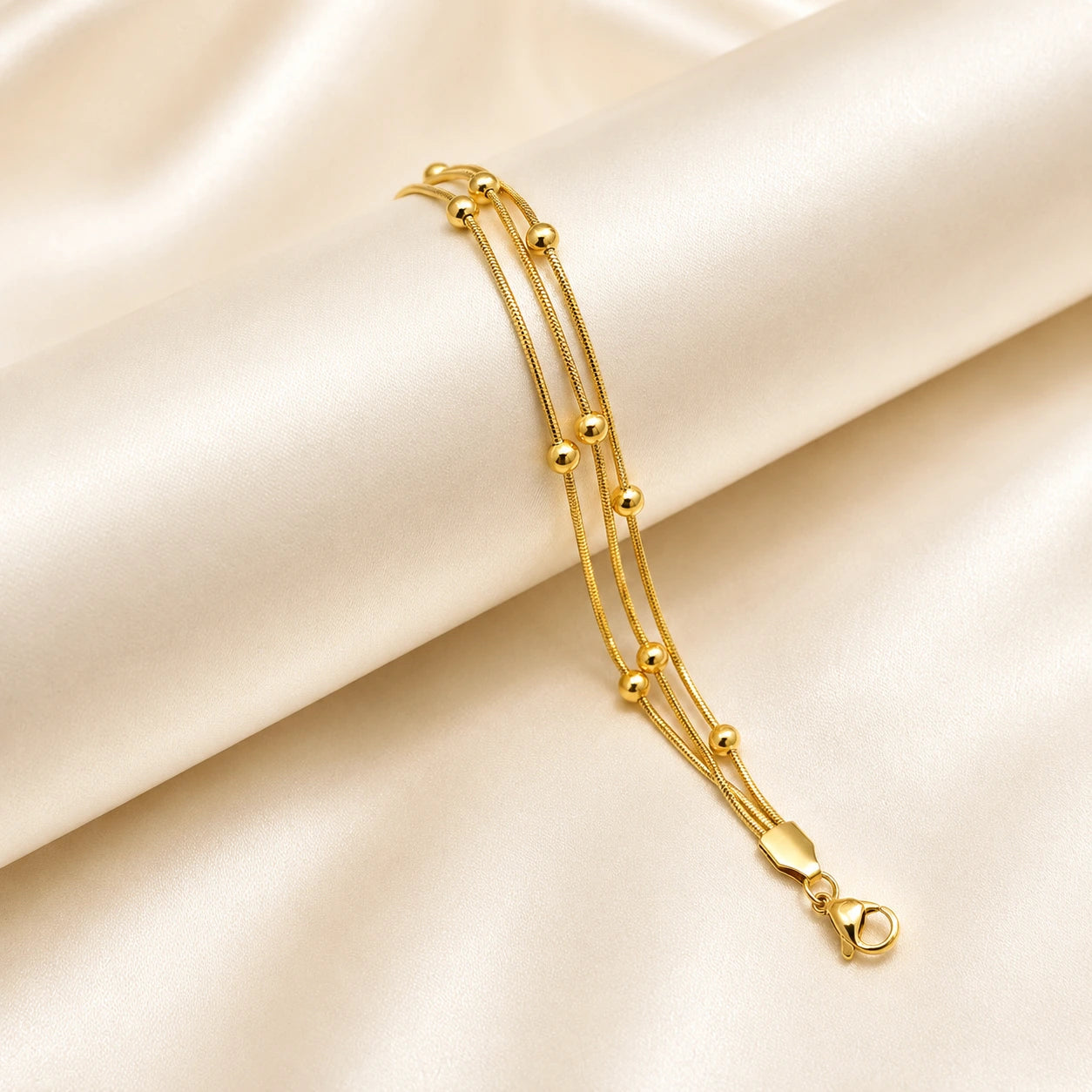 Liora Layered Bead Bracelet – 18K Gold Plated