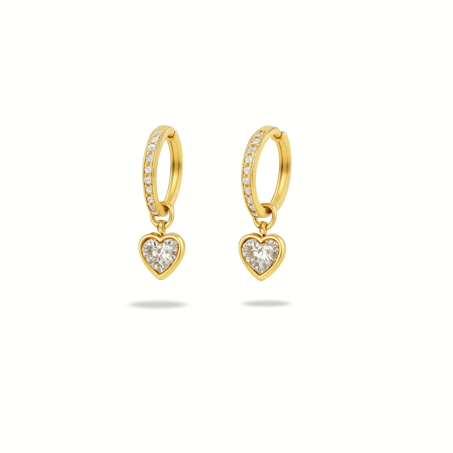 Elina – 18K Gold Plated Zirconia Heart Huggies