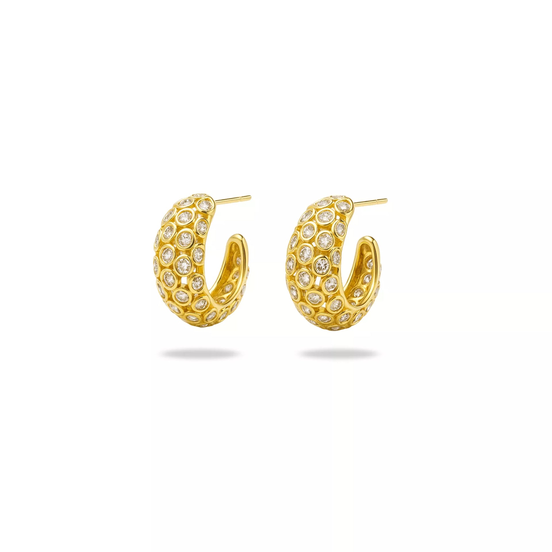 Rhea – 18K Gold Plated Textured Zirconia Hoops