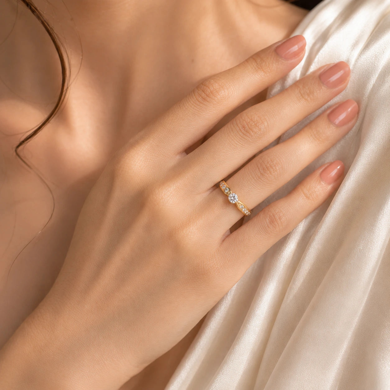 Elara Solitaire Ring – 18K Gold Plated