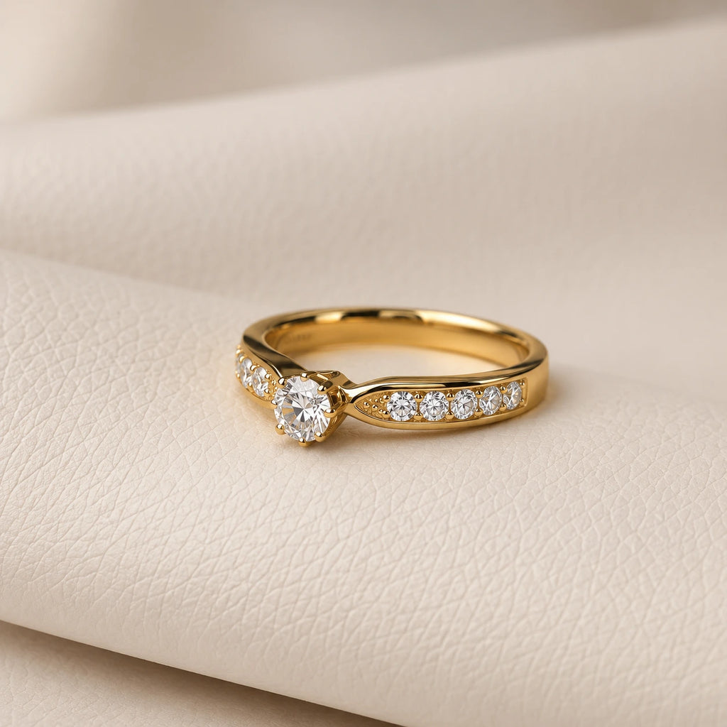 Elara Solitaire Ring – 18K Gold Plated