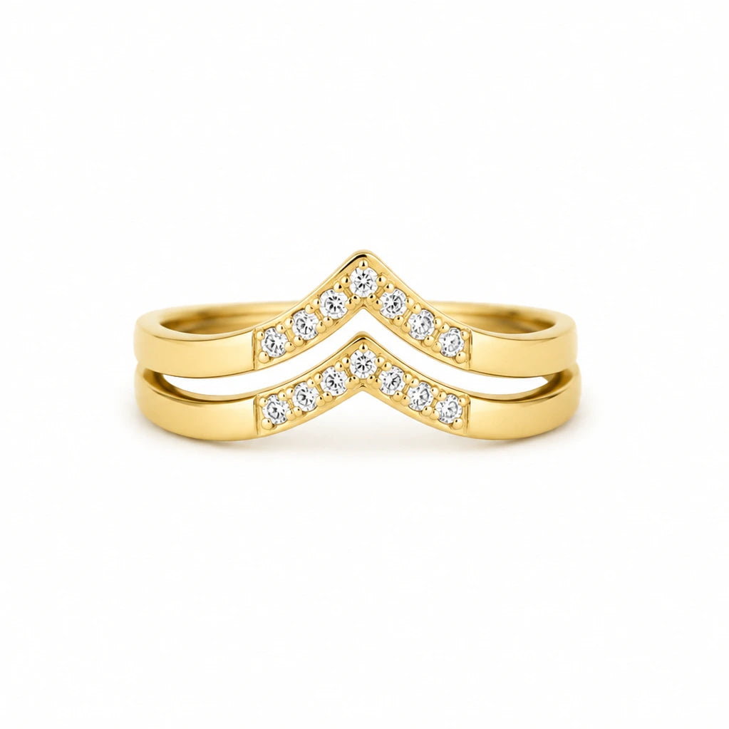 Zaria Chevron Ring – 18K Gold Plated