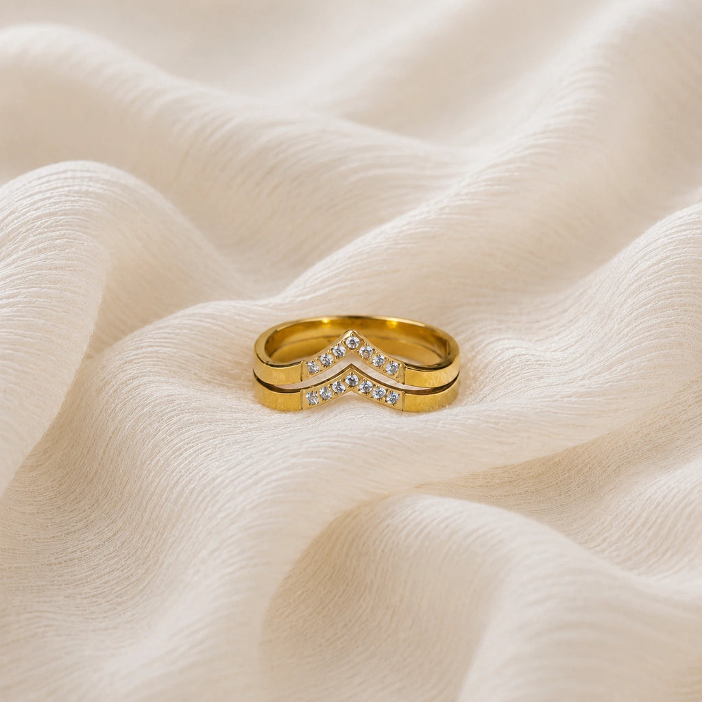 Zaria Chevron Ring – 18K Gold Plated