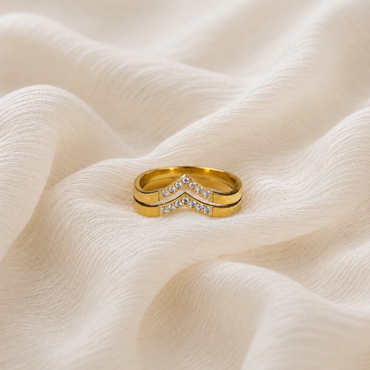 Zaria Chevron Ring – 18K Gold Plated