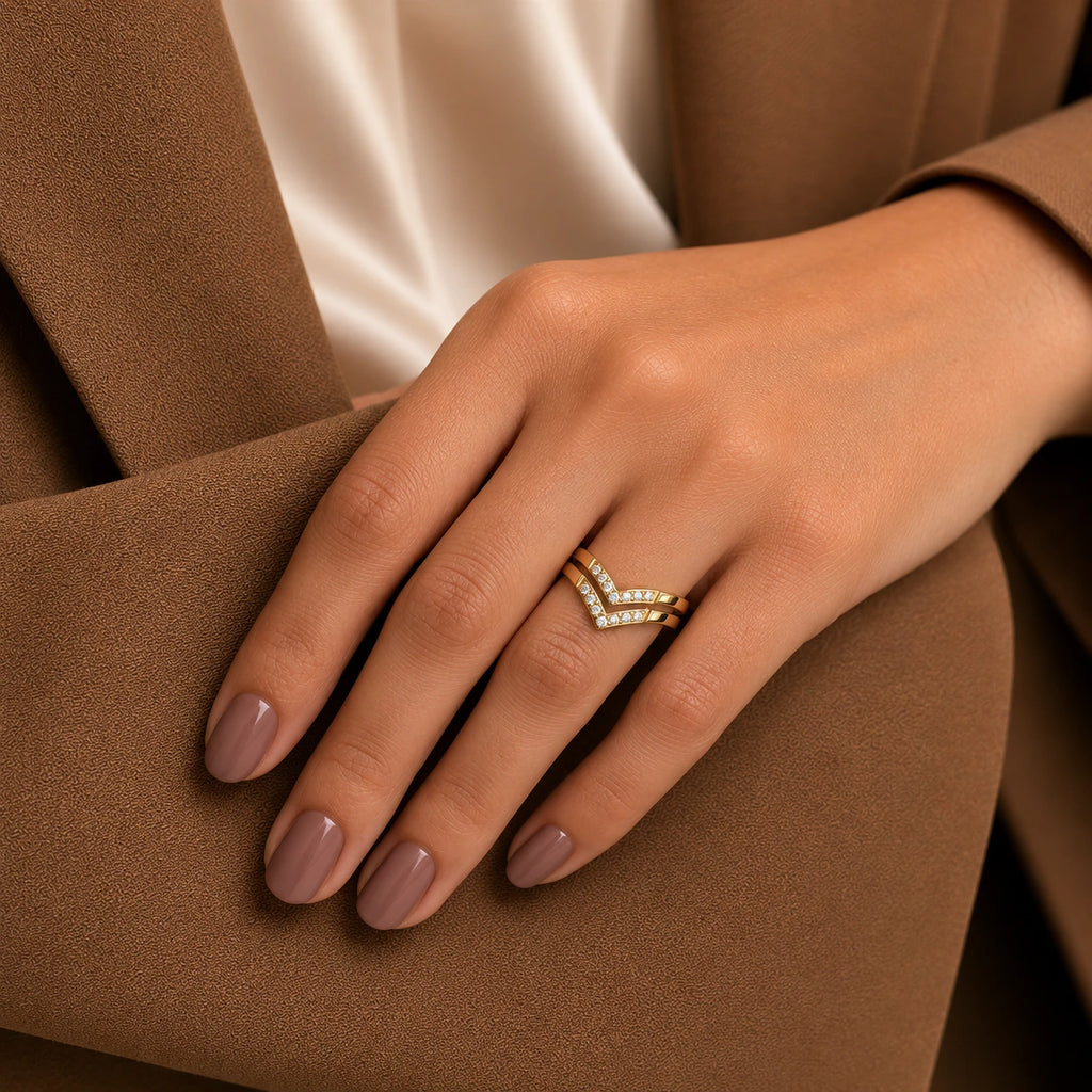Zaria Chevron Ring – 18K Gold Plated