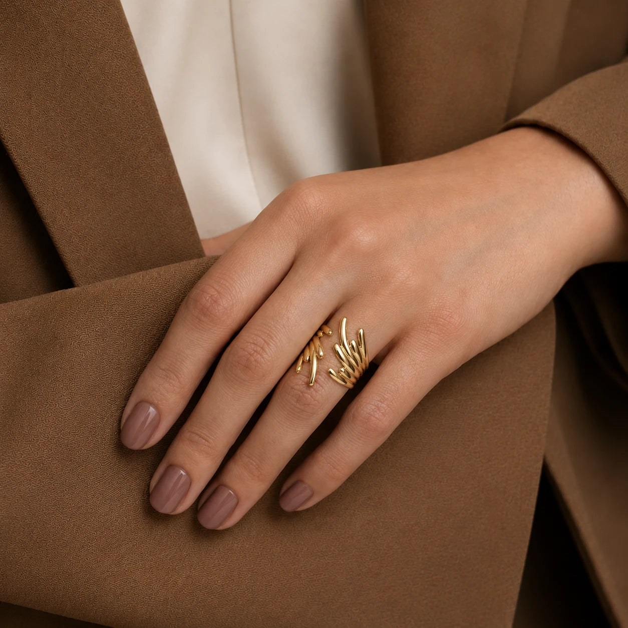 Seraphina Adjustable Statement Ring – 18K Gold Plated